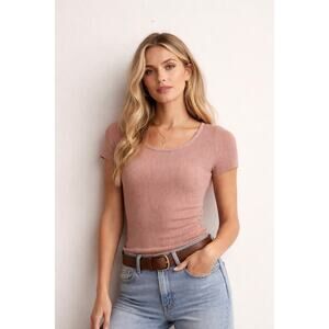 Free People Intimately Ribbed Fitted Tee | Dusty Rose | XS/S